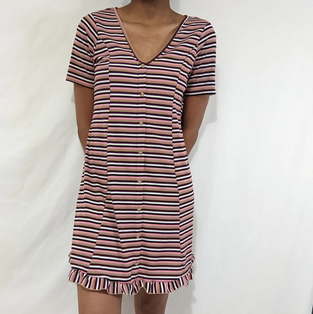 ASOS Ribbed Ruffle Hem Mini Dress - Picture 9 of 10